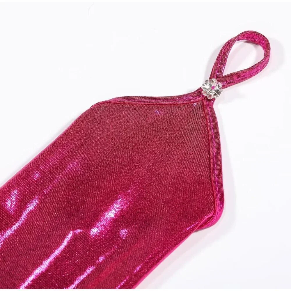 Women's Rose Shiny Elastic Satin Rave Fingerless Long Gloves Party Costume
